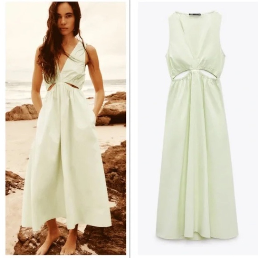 NWT Zara Light Green Midi Dress